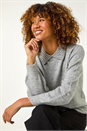 Light Grey Faux Pearl Collar Jumper, Image 1 of 5