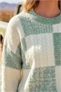 Mint Patchwork Cable Knit Jumper, Image 4 of 4