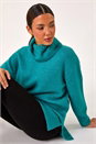 Teal Roll Neck Knit Jumper, Image 1 of 5