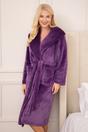 Purple Camille Lingerie Purple Supersoft Fleece Ribbed Collar Robe, Image 2 of 7