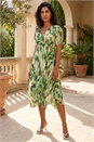 Green Abstract Chiffon Hanky Hem Asymmetric Dress, Image 3 of 4