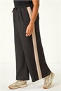 Black Curve Side Stripe Wide Leg Trouser, Image 4 of 5