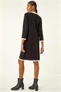 Black Button Detail Knitted Dress, Image 3 of 5