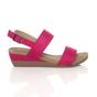 Fuchsia Low Wedge Heel Strappy Slingback Sandals, Image 2 of 6