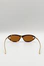Brown SVNX Brown Bold Oval Angular Sunglasses in Tortoiseshell, Image 5 of 5