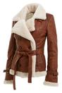 Tan Womens Sheepskin Aviator Jacket-Leshan, Image 3 of 4