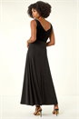 Black Velvet Twist Front Maxi Stretch Dress, Image 4 of 6