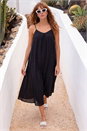 Black Textured Pleat Midi Dress, Image 1 of 4
