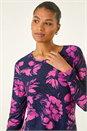 PINK Floral Jacquard Chiffon Hem Top, Image 4 of 5