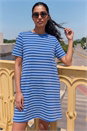 Blue Stripe Stretch T-Shirt Dress, Image 1 of 4
