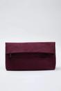 Burgundy WOVCOR Burgundy Soft Suede Foldover Clutch Bag, Image 1 of 4