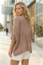 Taupe Stitch Light Knit Poncho, Image 3 of 4