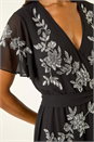 Black Premium Embellished Wrap Midi Dress, Image 5 of 5