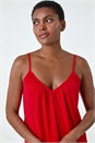 Red Gathered V-Neck Stretch Vest Top, Image 1 of 5