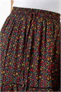 Black Floral Print Elastic Waist Tiered Maxi Skirt, Image 5 of 5