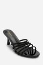 Black 'Ulani' Diamante Strappy Low Heeled Mules, Image 3 of 6