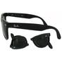Black Rectangle Matt Black Green Folding Wayfarer 4105 Sunglasses, Image 3 of 3