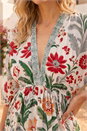 Grey Floral Tiered Boho Dress, Image 4 of 4