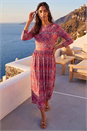 Red Zig Zag Print Midi Dress, Image 3 of 4