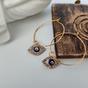 Gold Large Evil Eye Zircon Dangle Hoop Earrings, Image 4 of 7