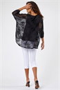 Black Leaf Burnout Print Chiffon Overlay Top, Image 2 of 4