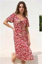 Wine Petite Animal Stretch Gathered Midi Dress, Image 2 of 4