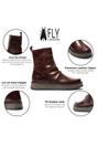 Wine Women's Leather Boots-RENO053FLY, Image 3 of 5