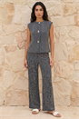 Black Textured Mock Button Top, Image 5 of 5