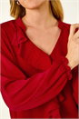 Red Satin Ruffle Neck Blouse, Image 5 of 5