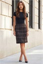 Chocolate Brushed Check Pencil Skirt, Image 2 of 4