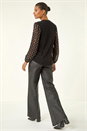 Black Chiffon Foil Spot Top, Image 3 of 5