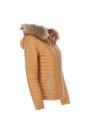 Tan 'Venezia' Fur Trim Hooded Real Leather Jacket, Image 4 of 4