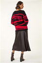 Black Fluffy Colour Block Knit Jumper, Image 3 of 5