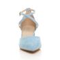 Light Blue AJVANI Light Blue Mid Block Heel Crossed Strap Pointed Toe 2 Part Heels, Image 6 of 6