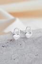 Silver Sterling Silver Tiny Heart Lock Stud Earrings, Image 1 of 2