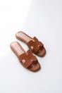 Tan iKrush Tan Aria Womens H-Strap Flat Slide Sandals, Image 4 of 8