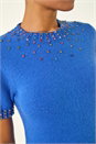 Royal Blue Embellished Knitted Top, Image 5 of 5