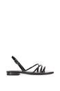 Black XY LONDON Black 'Mary' Square Toe Strappy Slingback Flat Sandals, Image 1 of 6