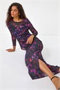 PINK Printed Ruched Mesh Pencil Skirt, Image 2 of 5