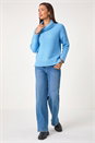 Sky Blue Textured Cowl Neck Jumper, Image 4 of 5