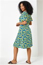 Blue Petite Floral Print Stretch Jersey Dress, Image 2 of 5