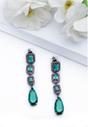 Green Geometric Drop Earrings, Image 2 of 5