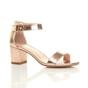 Rose Gold AJVANI Rose Gold Mid Block Heel Ankle Strap Sandals, Image 1 of 6
