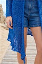 Blue Popcorn Knit Longline Cardigan, Image 4 of 4