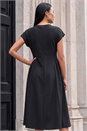 Black Side Pleat Detail Dress, Image 2 of 4
