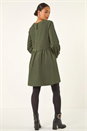 Khaki Petite Cord Cotton Mini Dress, Image 4 of 5