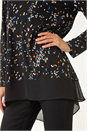 Black Abstract Print V-Neck Tunic Top, Image 5 of 5
