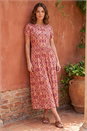 ORANGE Petite Abstract Midi Dress, Image 1 of 4