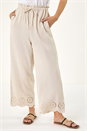 Natural  Petite Embroidered Hem Trouser, Image 4 of 5