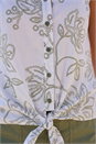 Khaki Floral Puff Print Tie Blouse, Image 4 of 4